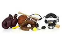 sporting sports equipment soccer ball baseball bat boxing glove etc