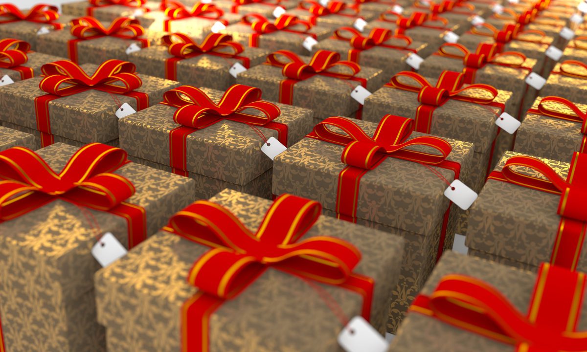 Holiday packages with red bows
