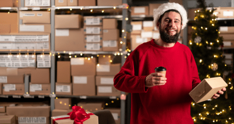 holiday worker in warehouse