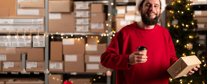 holiday worker in warehouse